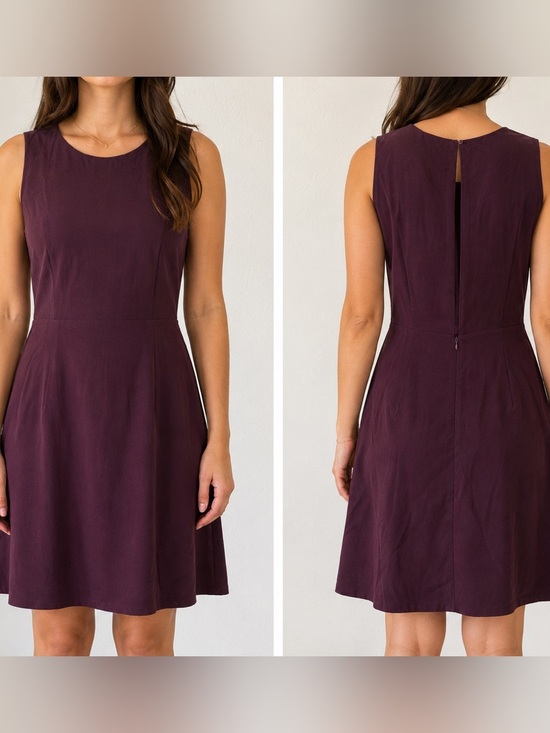 Aritzia Dresses & Skirts - Wilfred 100% Silk Plum Mini Dress Size 4 Sleeveless Peep Open Back